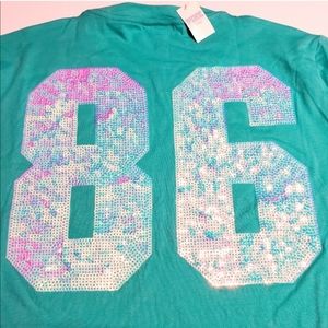 VS PINK bling shirt sequin short sleeve